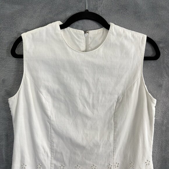 Vtg DON SOPHISTICATES Women Dress Sz M White Eyelet Sleeveless Summer 33-6 - Picture 3 of 11